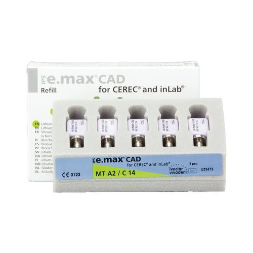 Vivadent 680029 Ivoclar IPS e.max CAD CEREC Blocks InLab MT A2 C14 5/Pk Vivadent 680029 Ivoclar IPS e.max CAD CEREC Blocks InLab MT A2 C14 5/Pk